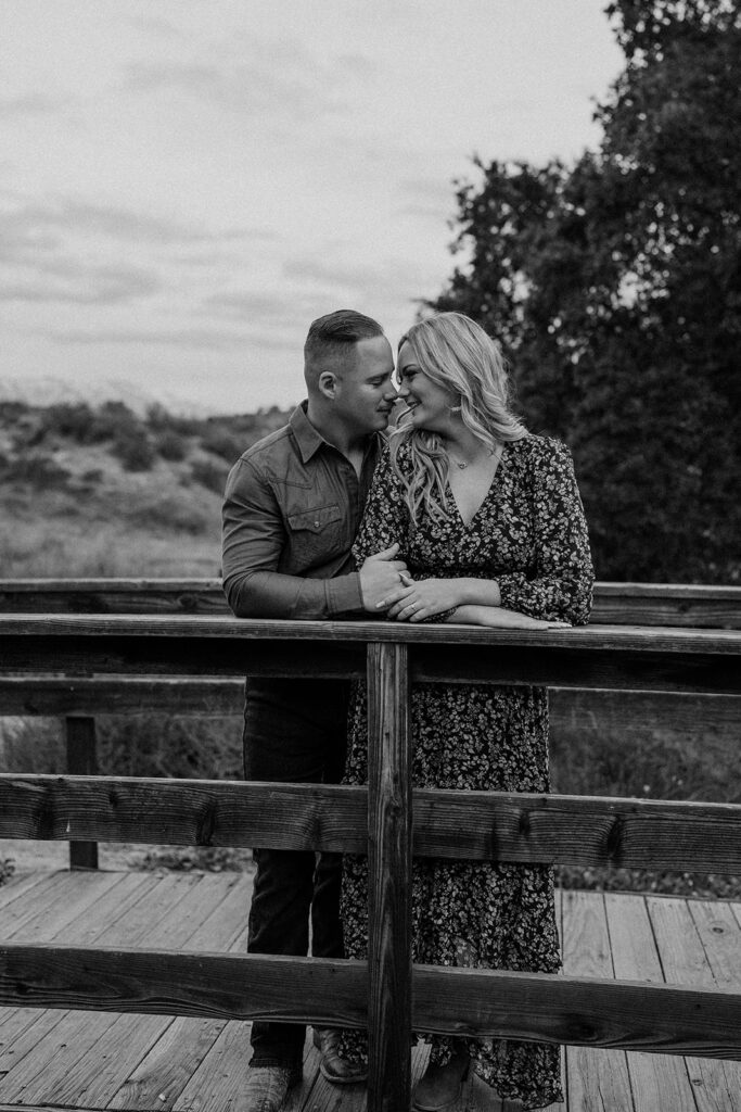 couple posing for their engagement photoshoot in redlands california