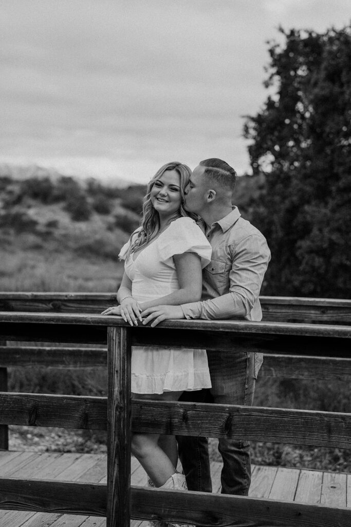 couple posing for their engagement photoshoot in redlands california