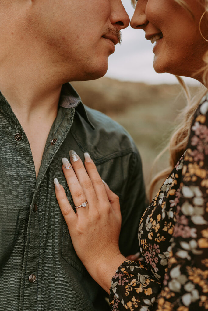 couple posing for their engagement photoshoot in redlands california