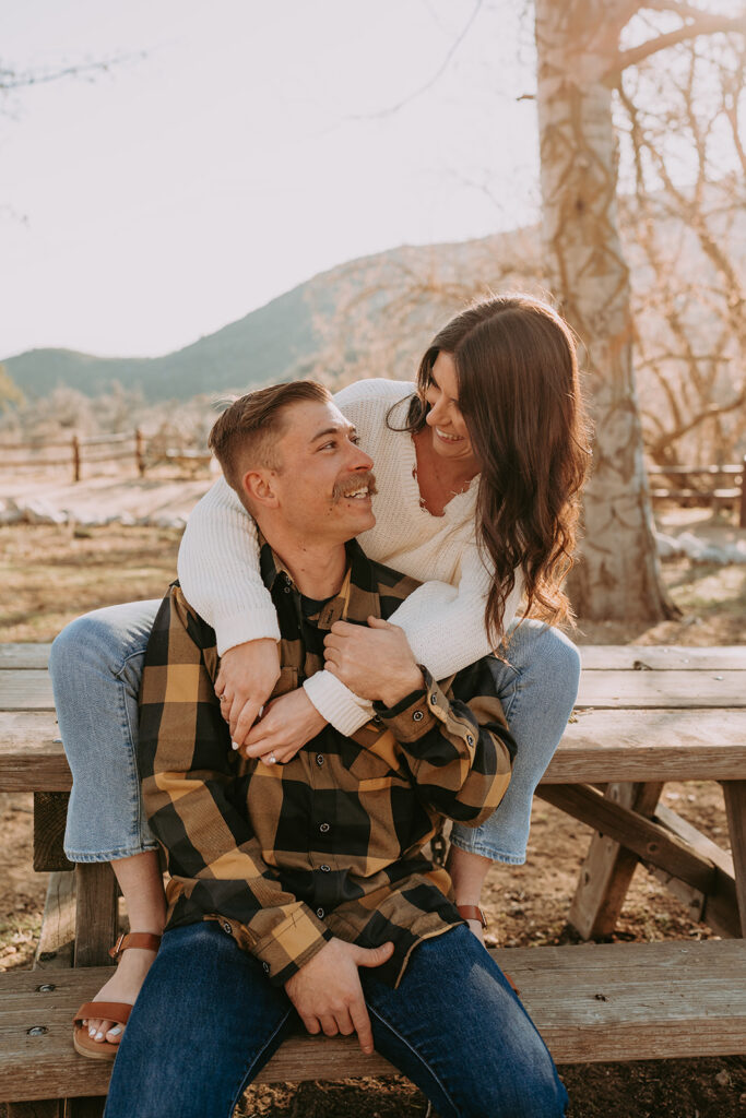 couple posing outdoor in california for their engagement session