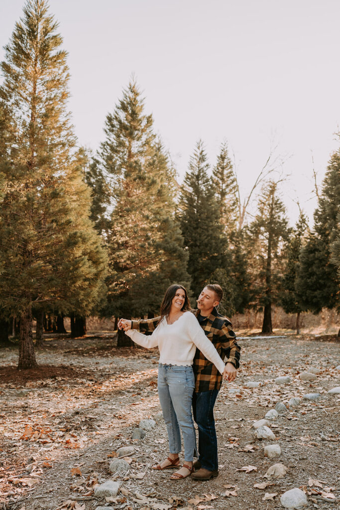 couple posing outdoor in california for their engagement session