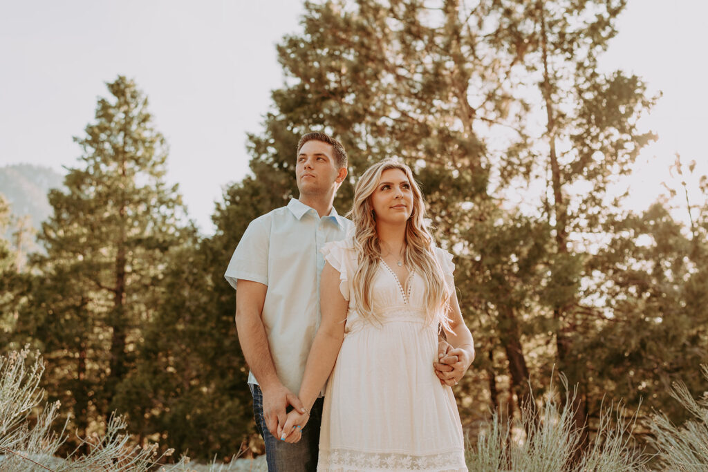a mountain engagement photoshoot for couples in forest falls ca