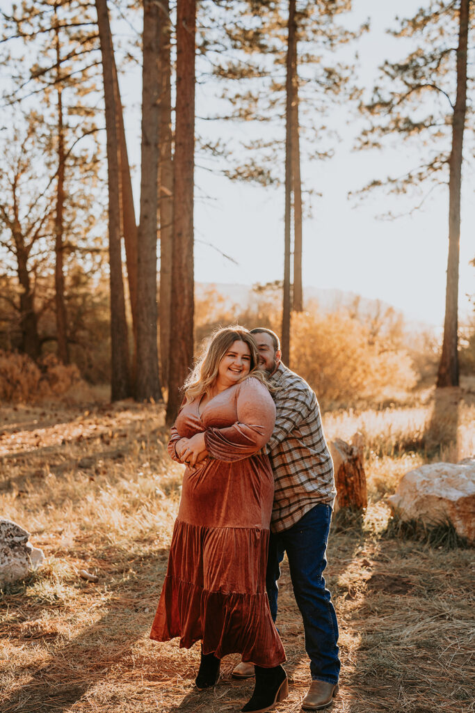 couple dancing for fall engagement session