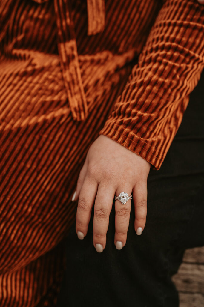 Photo of an fall or winter engagement ring