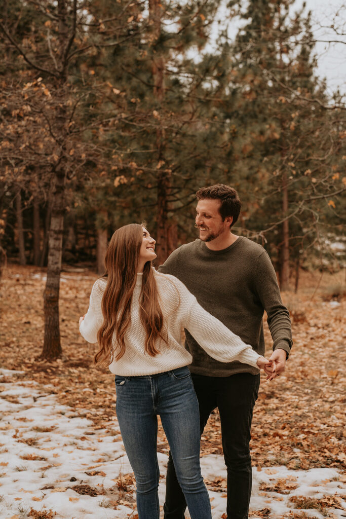 Couples winter mountain engagement session