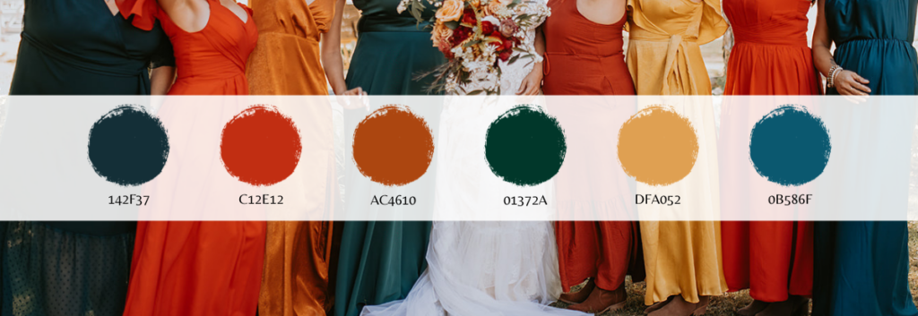 fall wedding bridal party color palette