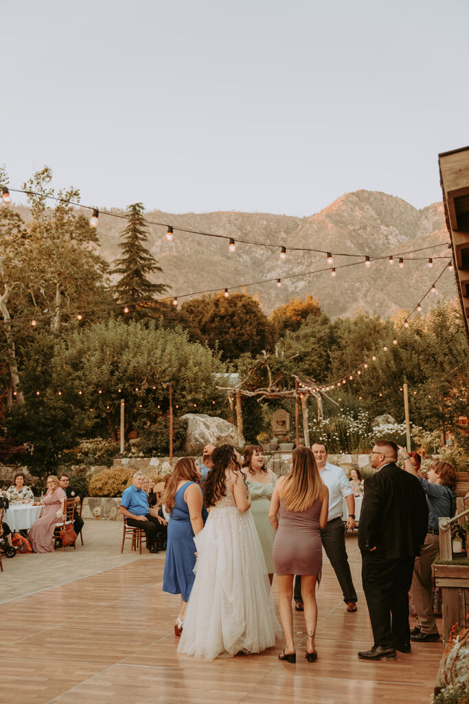 Wedding reception with a view of mountains