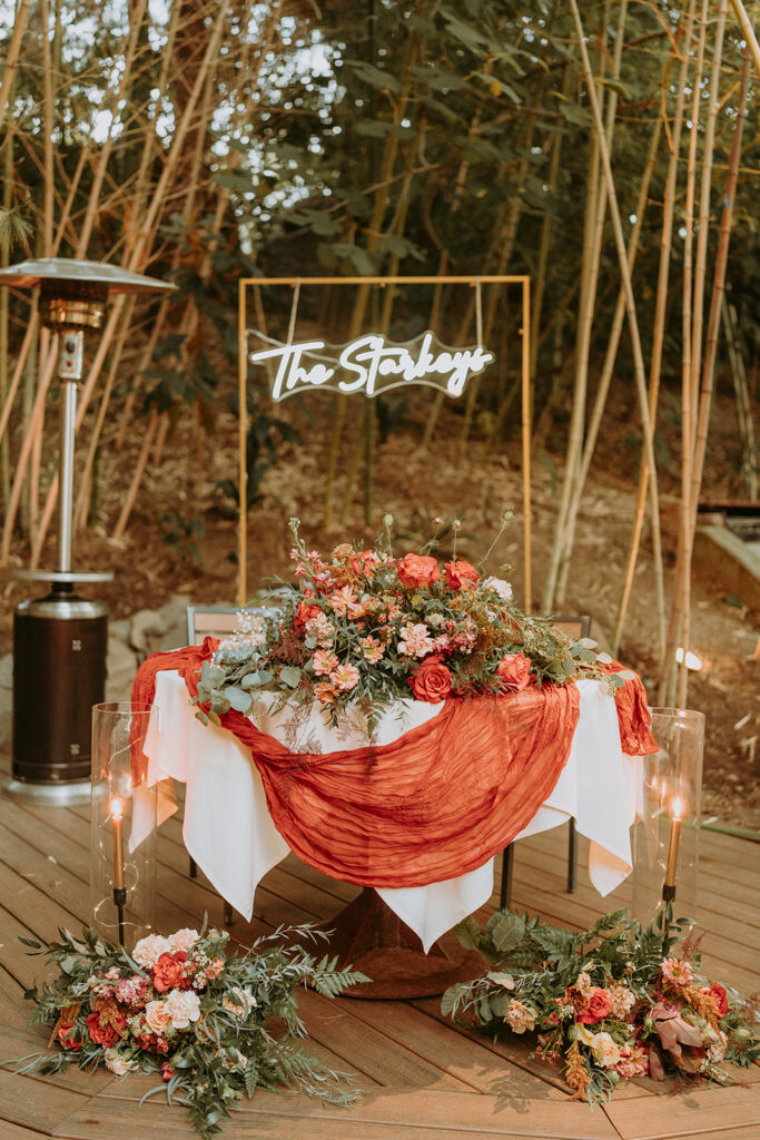 welcome table wedding florals