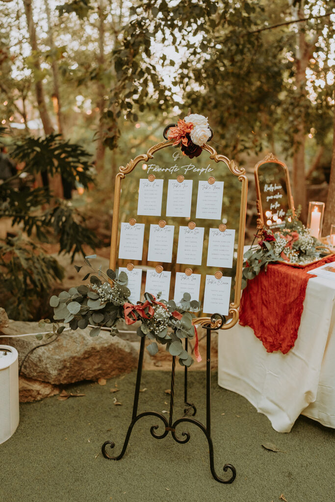 wedding seating chart with florals