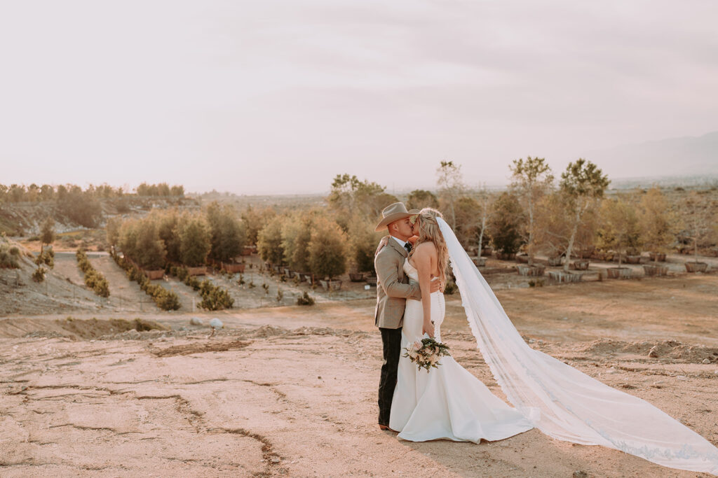 Southern California redlands wedding venue bride and groom kissing