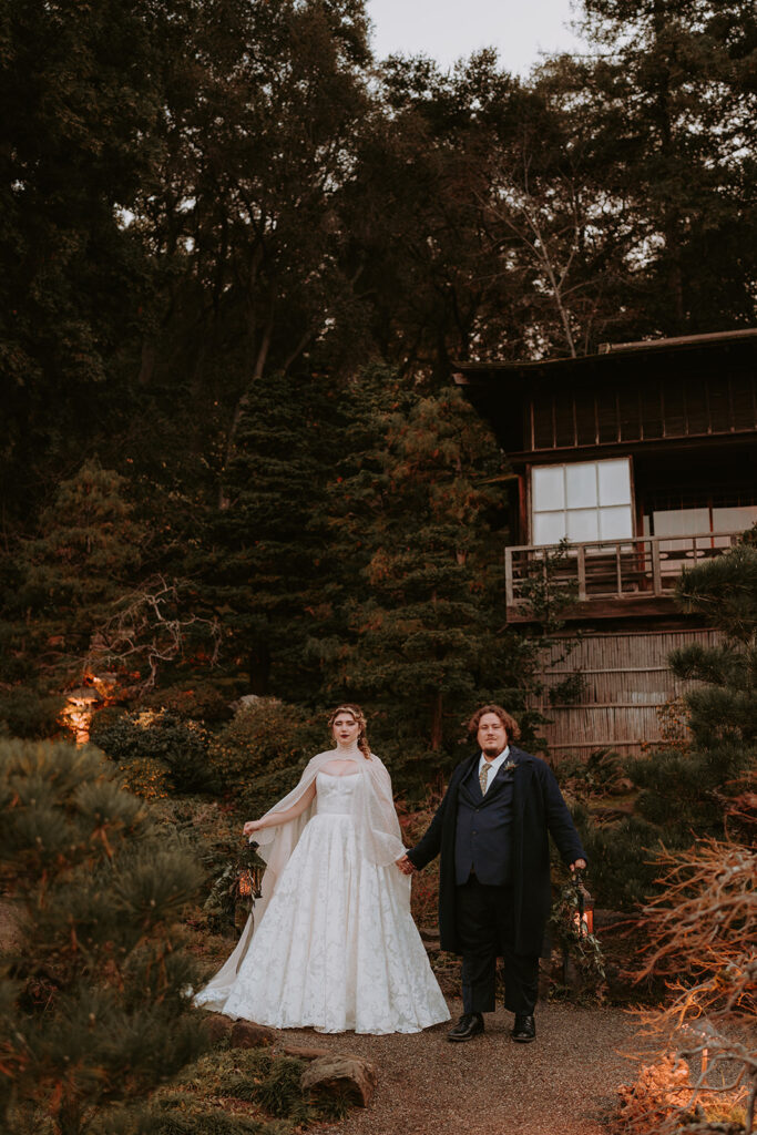 bride and groom with a moody wedding aesthetic