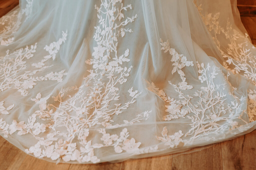 lace details of a wedding dress