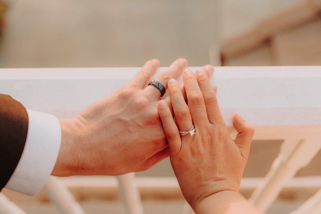 close up of wedding rings